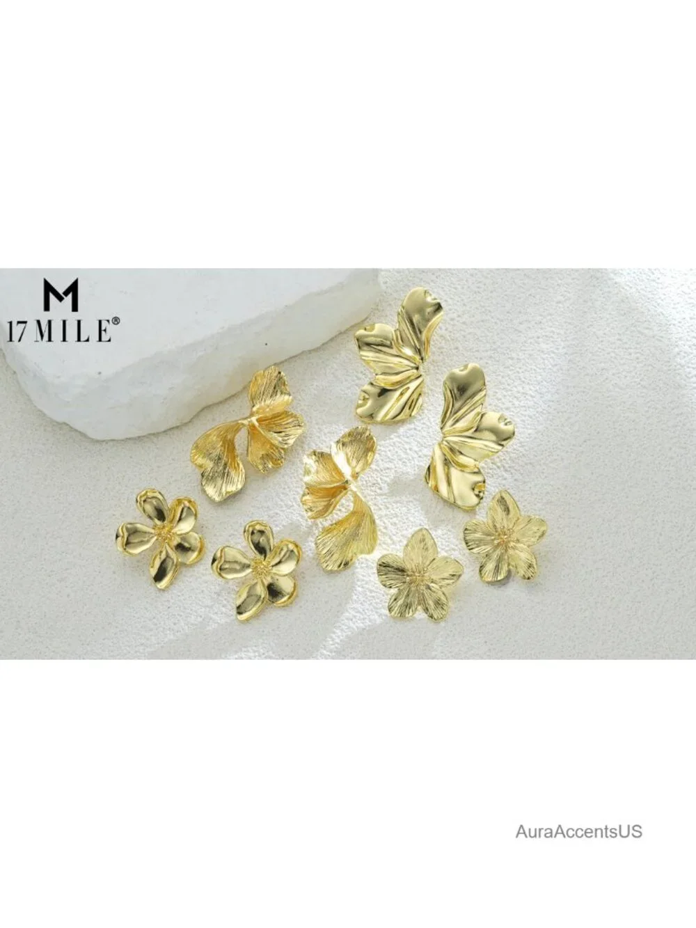 14K Gold Plated Floral Drop Earrings, Large Chunky Dangle Earrings for Women,